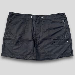 NAUTICA MINI NYLON MINI SPORTY GOLF SKIRT Y2K VIBES BLACK SIZE LARGE